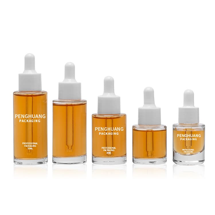 Cosmetic packaging — Custom Wholesale 15ml 20ml 30ml 40ml 50ml Glass Dropper Bottle Whitening Hydra Essence Oil Serum Glass Facial Serum Bottle