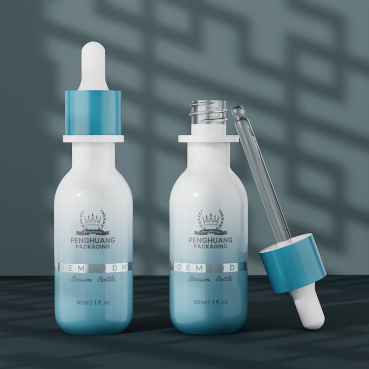 Cosmetic packaging — Custom Design Luxury Glass Serum Bottle 1oz 30ml  Skincare Packaging Gradient Design Face Moisture Dropper Bottles Cosmetic