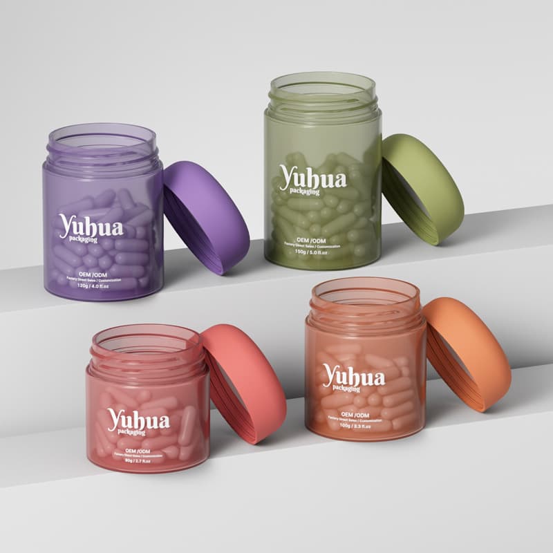 Cosmetic packaging — Custom Color Translucent Plastic PET Pill Container Screw Refillable Empty Jar Vitamin Capsule Medicine Health Supplement Bottle