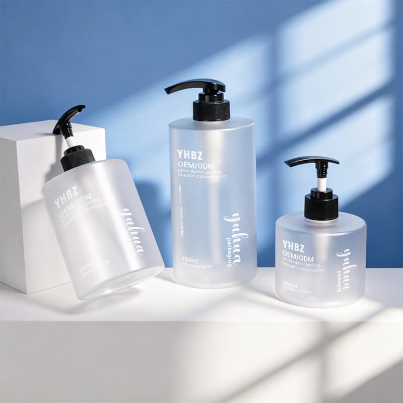 Cosmetic packaging — 300/500/750ml Capacity Options PET Body Gel Shampoo Bottle with Screen Printing Hand Wash Sanitizer Liquid Lotion Pump Bottle