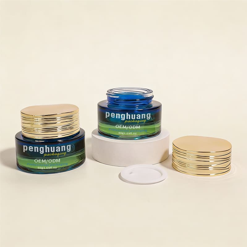 Cosmetic packaging — Glass Facial Cream Jar 50g Cosmetic Packaging Container with Gold Screw Lid Silk Screen Printing Color Coating Private Label OEM