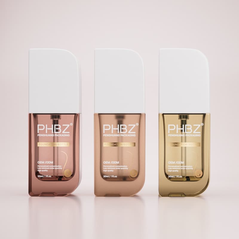 Cosmetic packaging — Luxury 30ml Mini Clear Frosted Glass Foundation Bottle Unique Square Shape Frost Surface Face Cream Lotion Pump Skin Care Serum