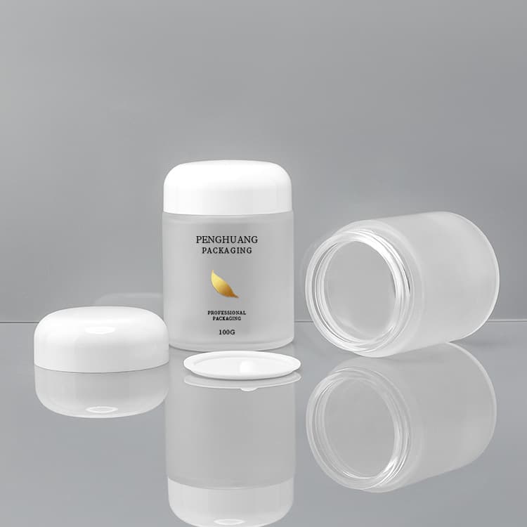 Cosmetic packaging — Factory Direct Sale Cosmetic Container 100g Clear Frosted Glass Cream Jar with Lid