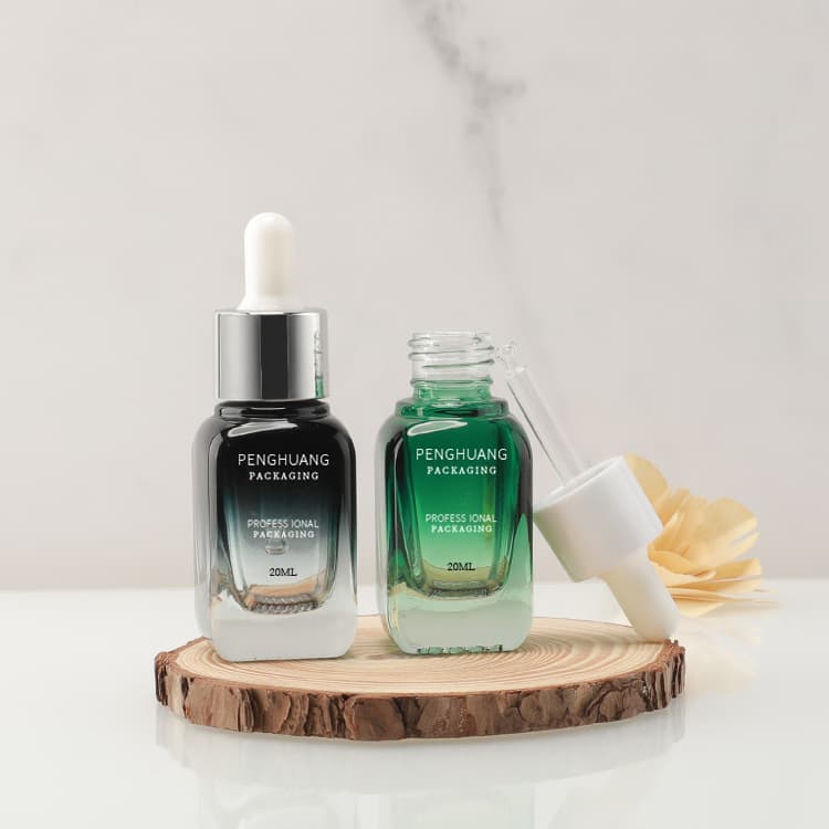 Cosmetic packaging — High quality 20ml small capacity skincare packaging essence oil serum black serum glass dropper bottle