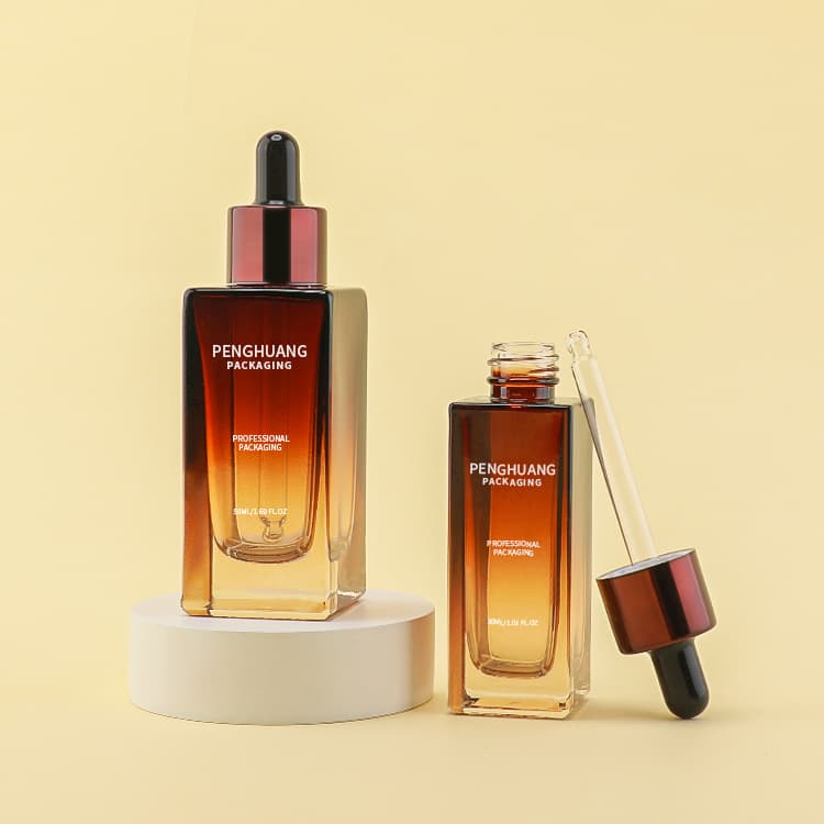 Cosmetic packaging — Wholesale Customized Cosmetic 30ml 50ml Amber Glass Serum Cylinder Shoulder Dropper Bottle for Essential Oil