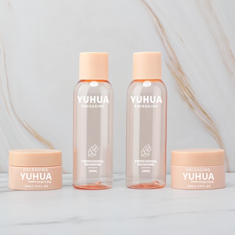 Cosmetic packaging — Recycled 100ml PET Cosmetic Packaging Container Skin Care Empty Round Essence Toner Serum Bottle Sets