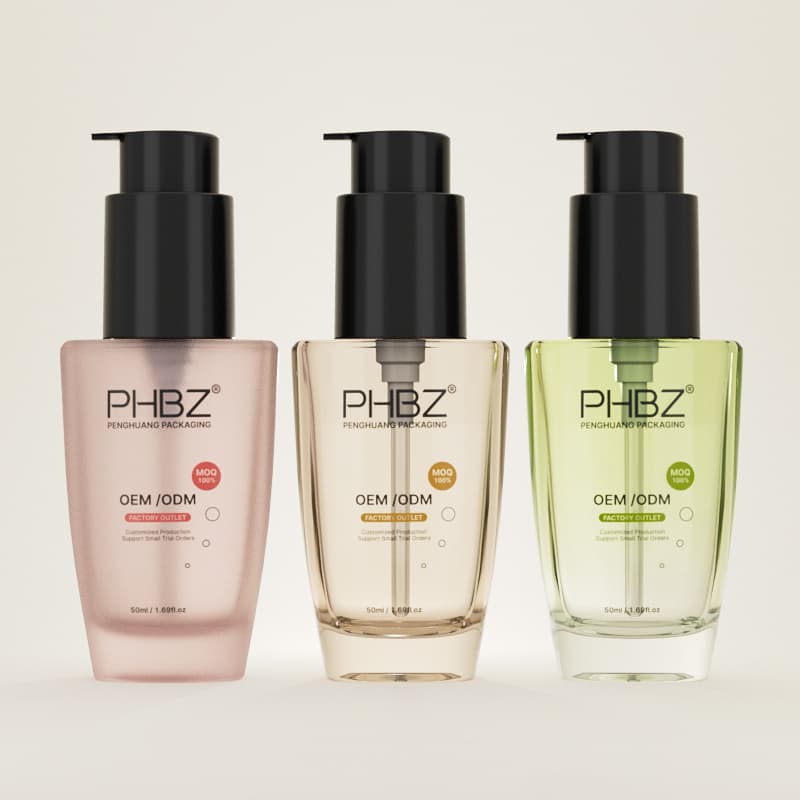 Cosmetic packaging — Skincare Packaging Cylinder Container 50ml Flat Shoulder Hair Care Oil Bottle Glass Matte Lotion Pump for Skin Care Serum