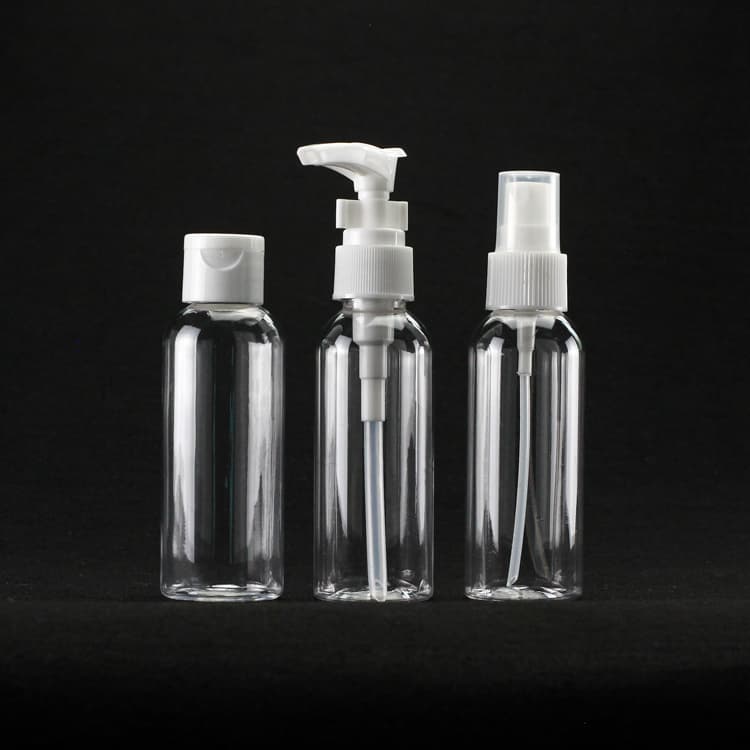 Cosmetic packaging — 60ml empty plastic bottles for liquid on sale pump sanitizer pet plastic squeeze bottles clear hand spray bottle