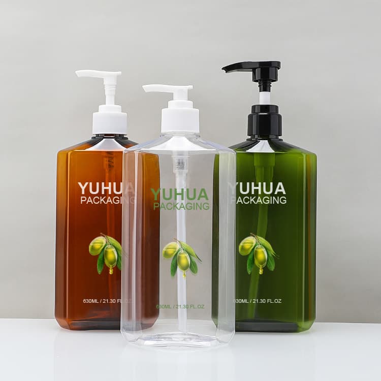 Cosmetic packaging — New arrival large plastic lotion bottle shower gel conditioner plastic packaging bottle 630ml recycled PET shampoo bottle empty