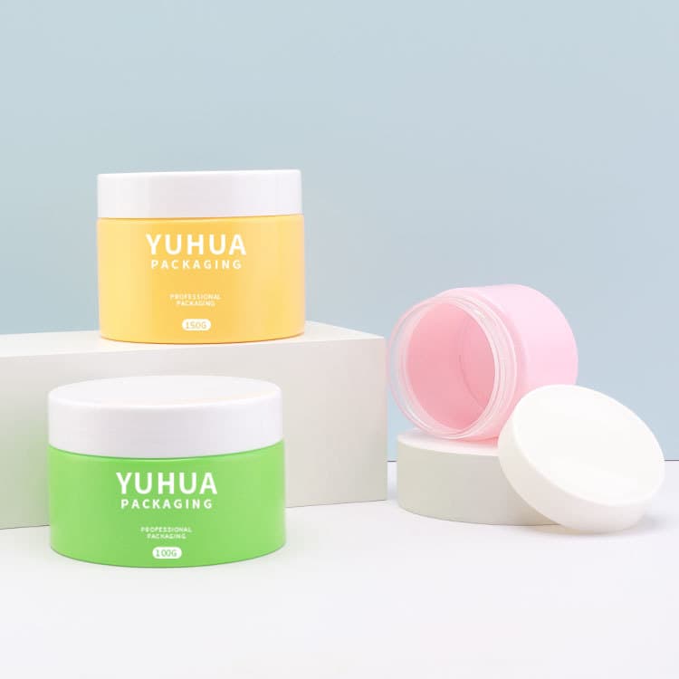 Cosmetic packaging — Wholesale Plastic Cream Jar 50g 100g 150g Custom Empty clear Plastic Pet Cosmetic Cream Body Butter Scrub Jar with Screw Lid