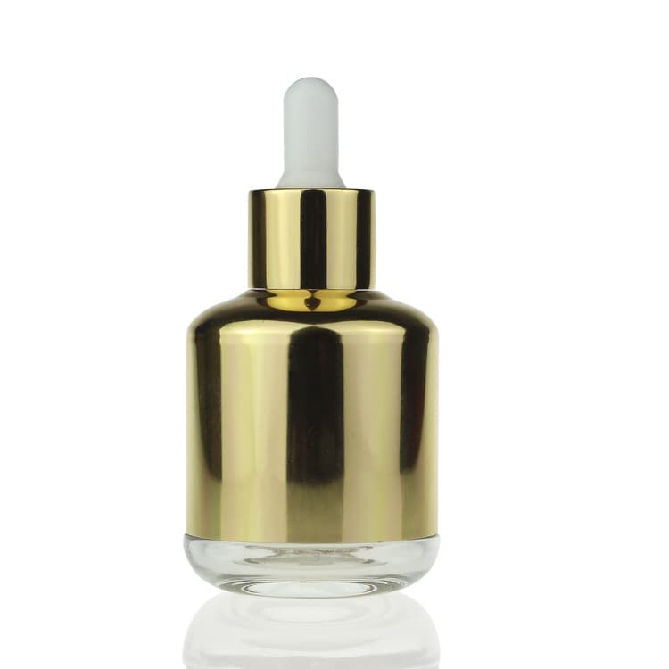 Cosmetic packaging — Gold Cosmetics Bottle Containers Cosmetic Serum Dropper Bottle Gold Serum Container Empty Glass Packaging Body Lotion Glass S033