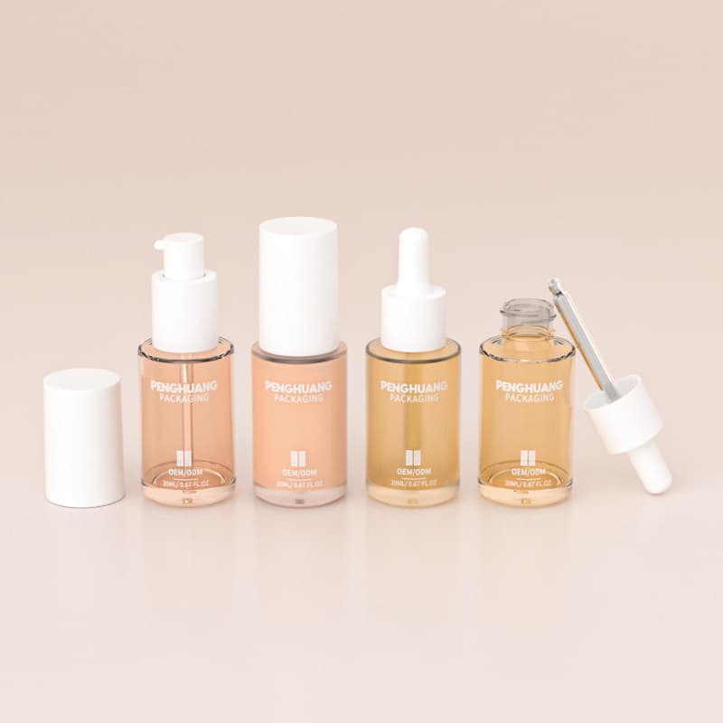 Cosmetic packaging — High Quality 20ml Serum Glass clear White Matte Flat Shoulder Oil Dropper Bottle Empty Serum Bottle
