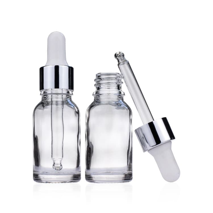 Cosmetic packaging — 15ml/0.5oz Empty Refill Portable Clear Glass Dropper Bottle with Eye Dropper