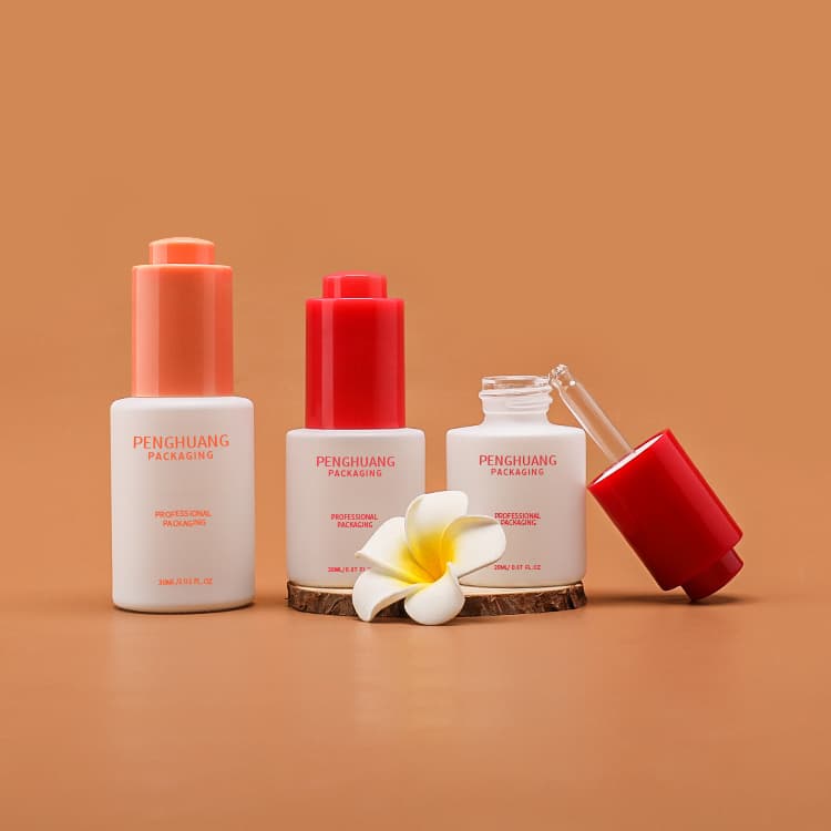 Cosmetic packaging — Wholesale Hair Care Empty Essential Oil Glass Bottle Cosmetic Skincare Packaging Serum Dropper Bottle 20ml 30ml with Push Button