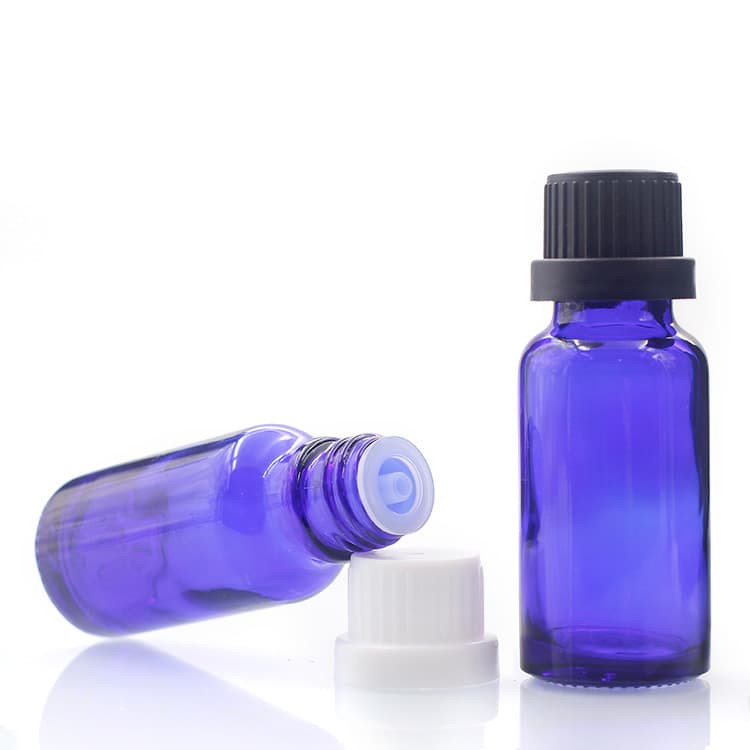 Cosmetic packaging — High Quality Cosmetic Packaging 20ml Luxury Cobalt Blue Essential Oil Bottle With Tamper Evident Cap