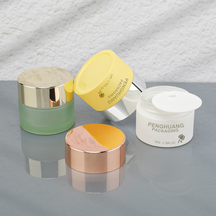 Cosmetic packaging — Custom 30g 50g 60g 100g Frosted Cream Jars Facial Cream Glass Jar Amber Round Cosmetic Cream Jar with Lid