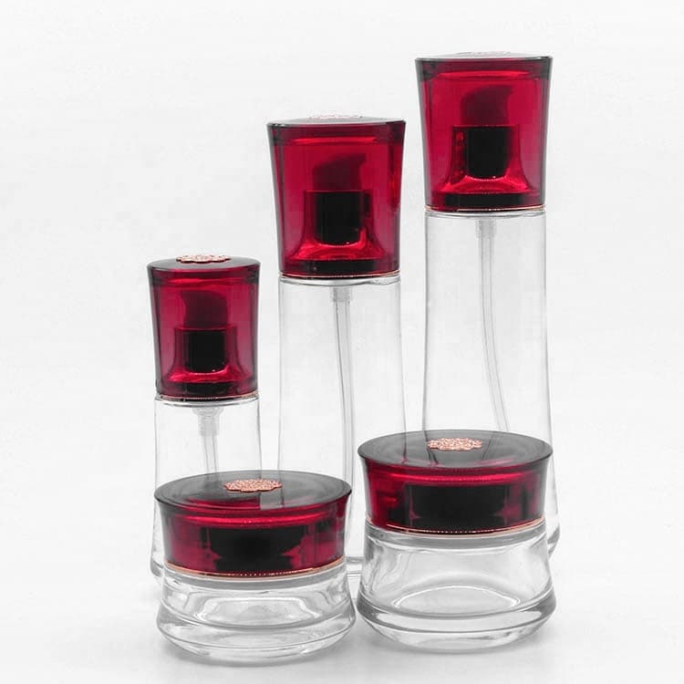 Cosmetic packaging — Frosted Pink 30g 50g Glass Jars And 40ml 60ml 100ml 120ml Glass Bottle Packing