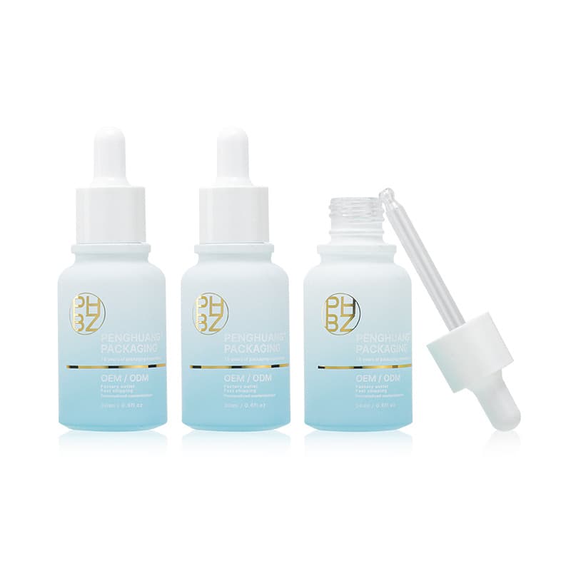 Cosmetic packaging — Luxury 1oz Round Glass Serum Bottle 30ml Pipette Cream Bottle with Press Dropper for Skincare Flat Design