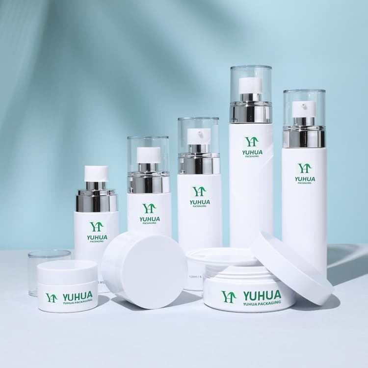 Cosmetic packaging — Luxury Cosmetic Containers Recycled PET Toner Skin Care Packaging Set Refillable Cylinder 80ml 100ml 120ml Plastic Lotion Bottle
