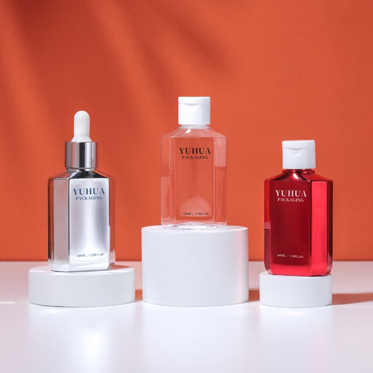 Cosmetic packaging — Hexagon Body Care Filp Top Hair Care Plastic Bottle Cosmetic PET Plastic Lotion Bottle 60ml Dropper Oil Hair Serum Bottle