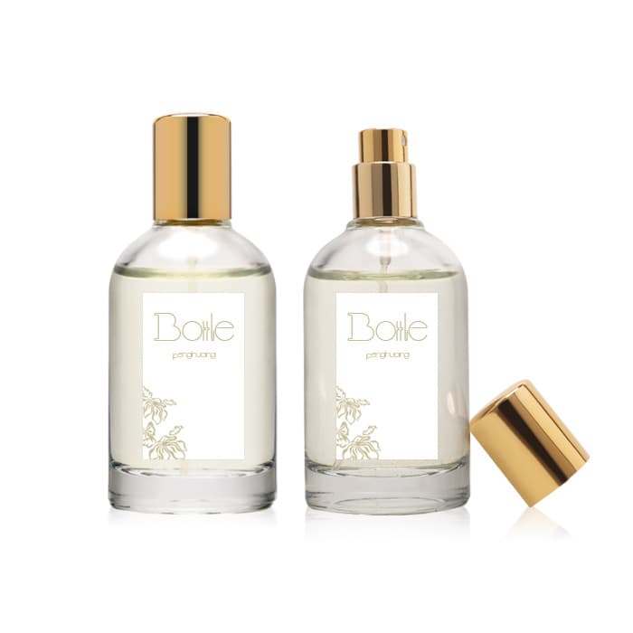 Cosmetic packaging — Clear Mini 30ml/50ml Perfume Glass Bottles Gold Water Spray Pump Square Shape Empty Cosmetic Serum Packaging Screen Printing