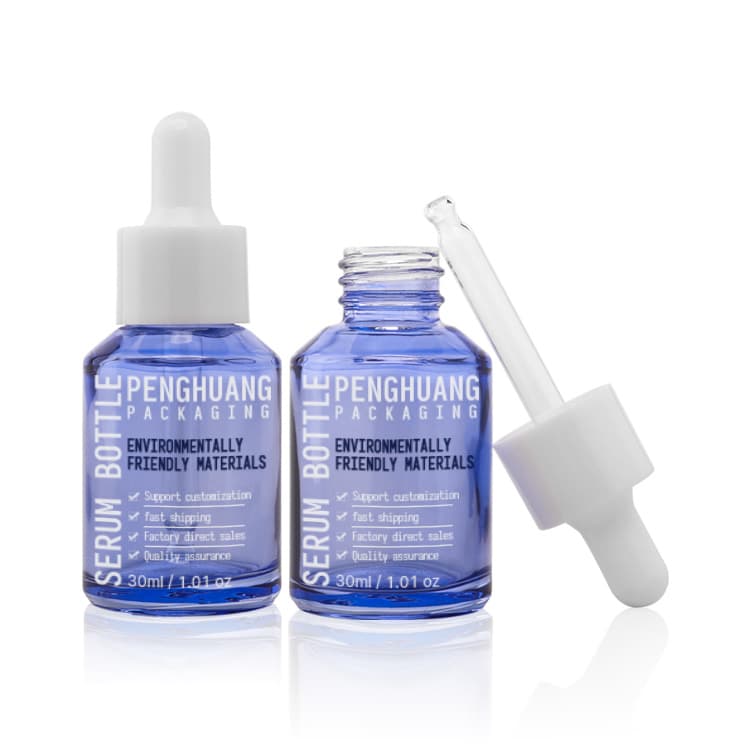 Cosmetic packaging — Custom 30ml glass dropper bottle wholesale glass cosmetic bottle skincare 1oz cosmetic packaging  glass serum bottle