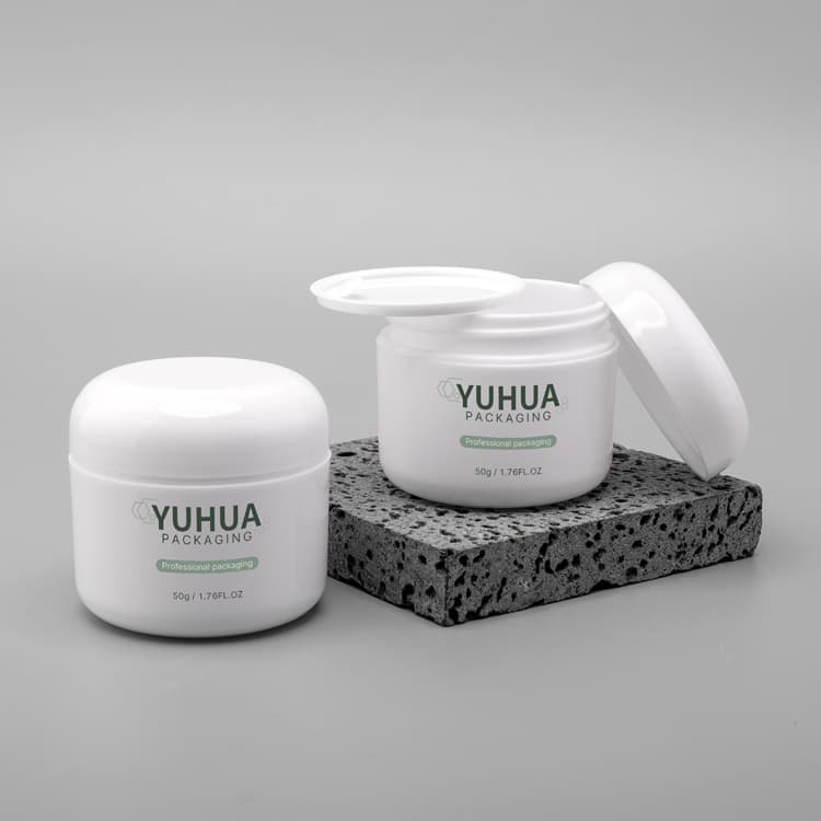Cosmetic packaging — Recycled Luxury Cosmetic White 50g PP Plastic Cream Jar Skin Care Packaging Containers Plastic Jar with Mushroom Lid