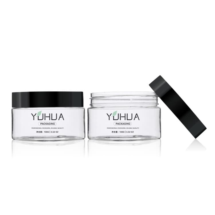 Cosmetic packaging — Empty Clear 100g /120g Eco-Friendly Recyclable Plastic Cream Jar with White Screw Cap for Skin Care Eye Cream