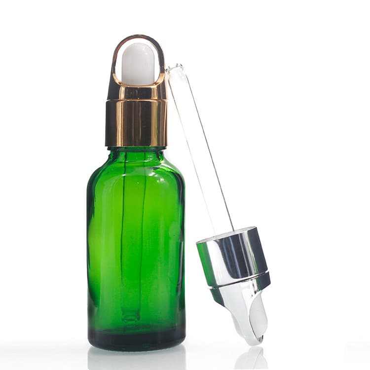 Cosmetic packaging — Custom Green Color Bottle Bottles with Dropper Body 30ml Essential Oil Glass Silk Manufacturers Hot Sale 30ml Glass Products YH
