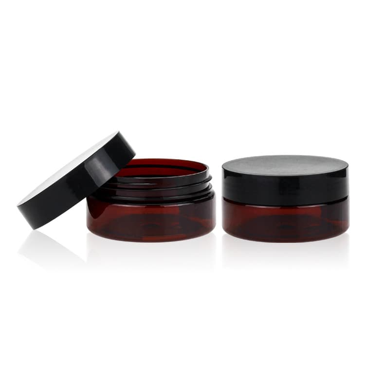 Cosmetic packaging — 80ml Recycling Plastic PET Amber Empty Packaging Cosmetic Face Cream Jar
