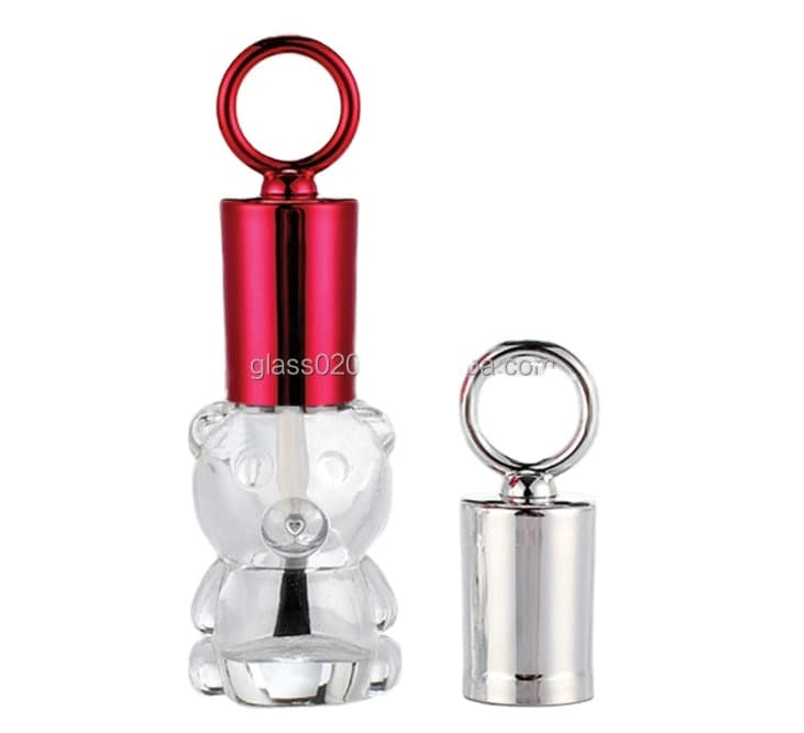 Cosmetic packaging — Wholesale Bear Shape Cute Nail Polish Glass Bottle with Ring Caps