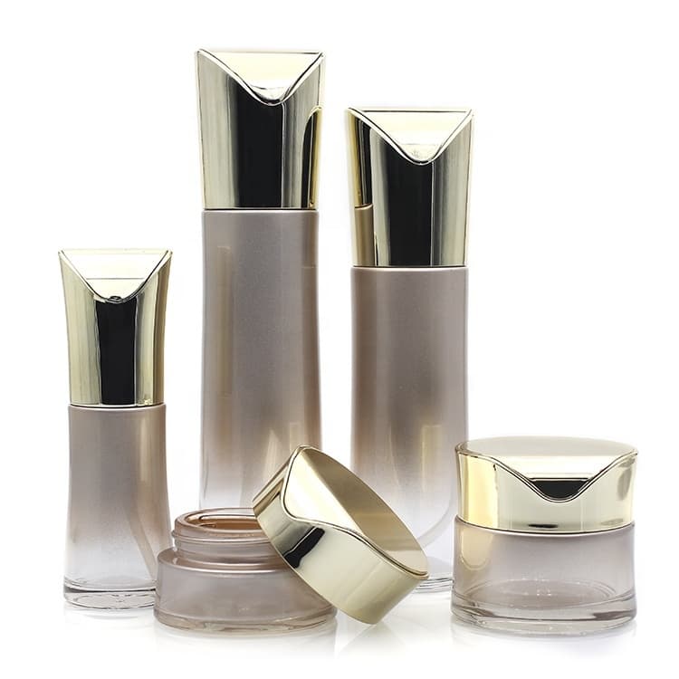 Cosmetic packaging — The Latest Cosmetics Packaging Luxury Glass Jar And Glass Bottles Set Lotion Toner Cream Skincare Packaging Cosmetic Bottle