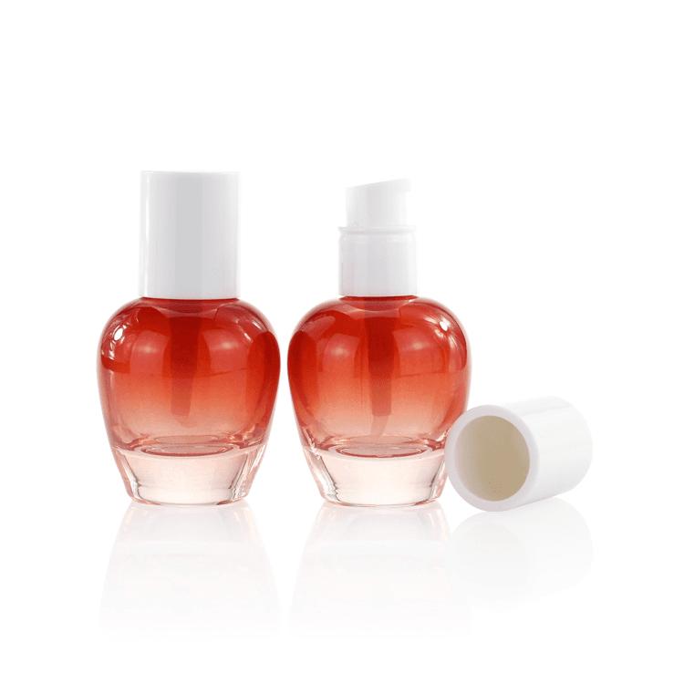 Cosmetic packaging — New Arrival 30ml Personal Care Glass Serum bottle Face Serum Packaging with White Pump Printing Red Gradient