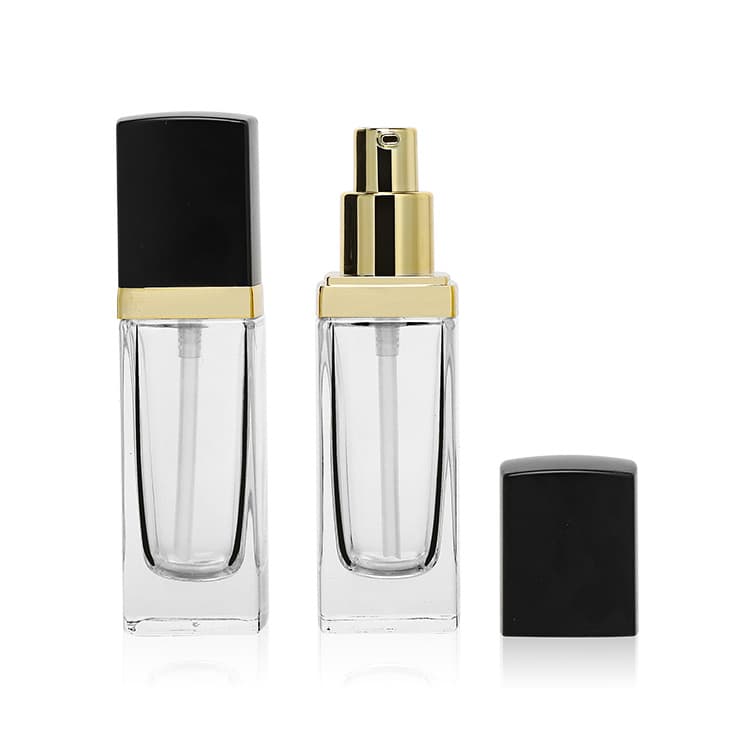 Cosmetic packaging — 30ML 1OZ Upscale Empty Refillable Glass Pump Bottles Liquid Foundation Container Dispenser Storage Vial Lotion Essence container