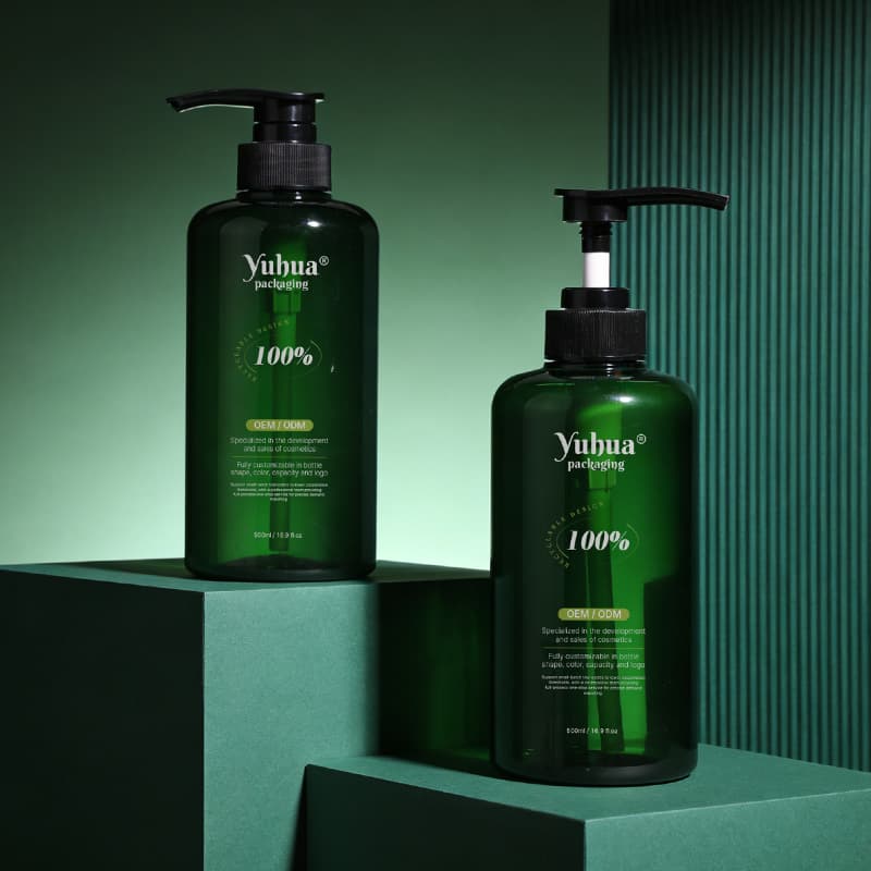 Cosmetic packaging — Luxury 500ml Olive Green Plastic PET Hair Care Shampoo Bottles Hotel Boston Lotion Pump Bottle Skincare Shower Gel Packaging