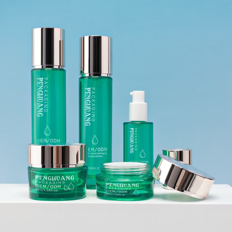 Cosmetic packaging — Luxury Korean Glass Skin Care Set 40/100/120ml Lotion Serum Bottles 30/50g Face Cream Jar Matte Custom Color Cosmetic Packaging
