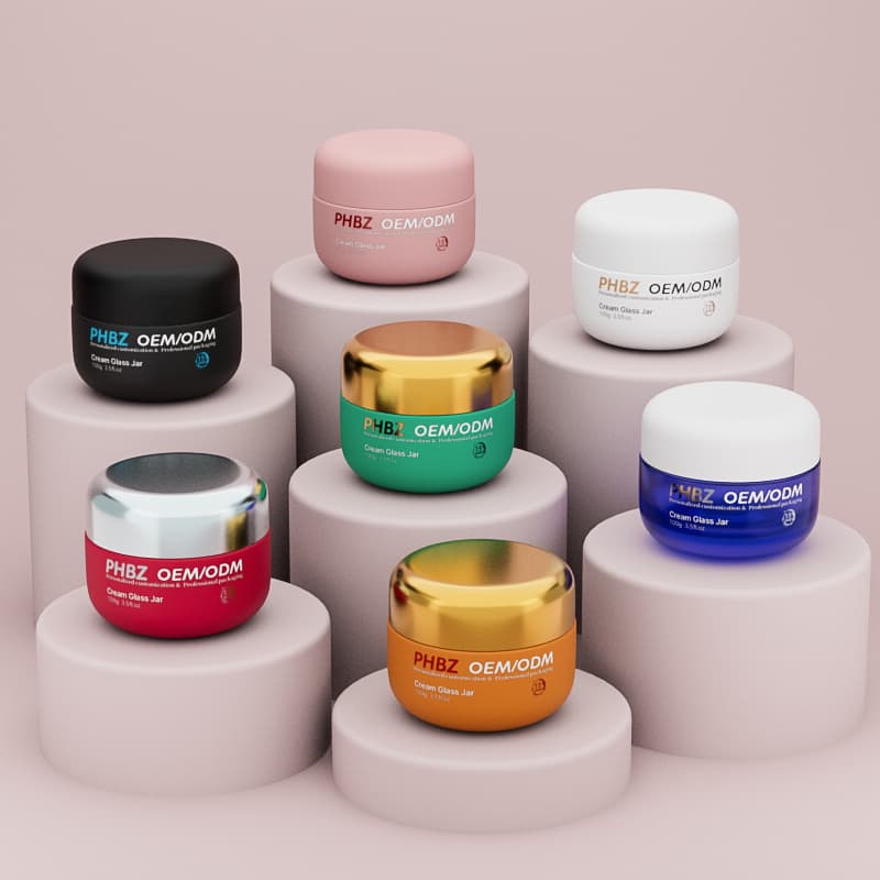 Cosmetic packaging — Custom 100g Frosted Glass Jar Aluminum & Plastic Lid Empty Cosmetic Skin Care Storage Eye Cream Face Lotion Scrub Jar