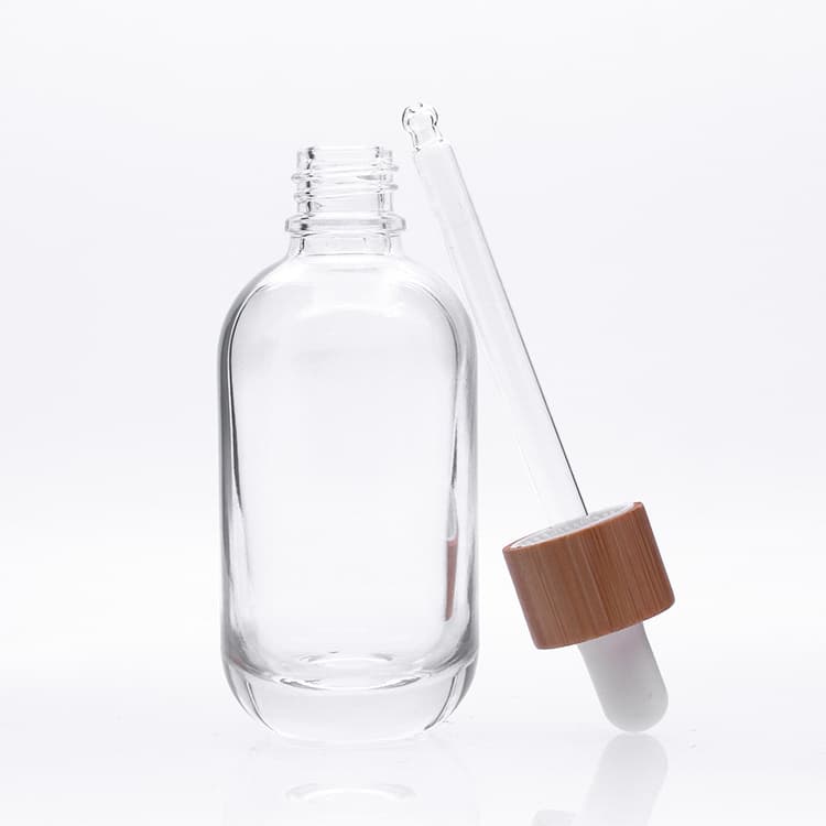 Cosmetic packaging — Wholesale 55ml Clear Bottles Serum Bottle Cosmetic Dropper Bottle Design Wooden 30ml Glass Fancy Glass Hot Selling New