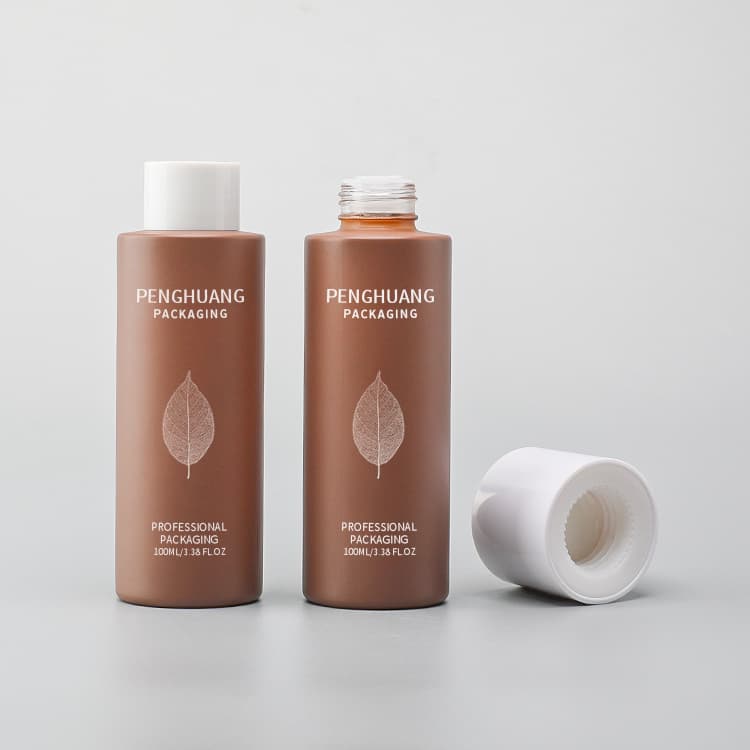 Cosmetic packaging — 100ml Beauty Lotion Brown Color Painting Bottle Facial Moisturizing Toner Glass Bottle With Screw Cap