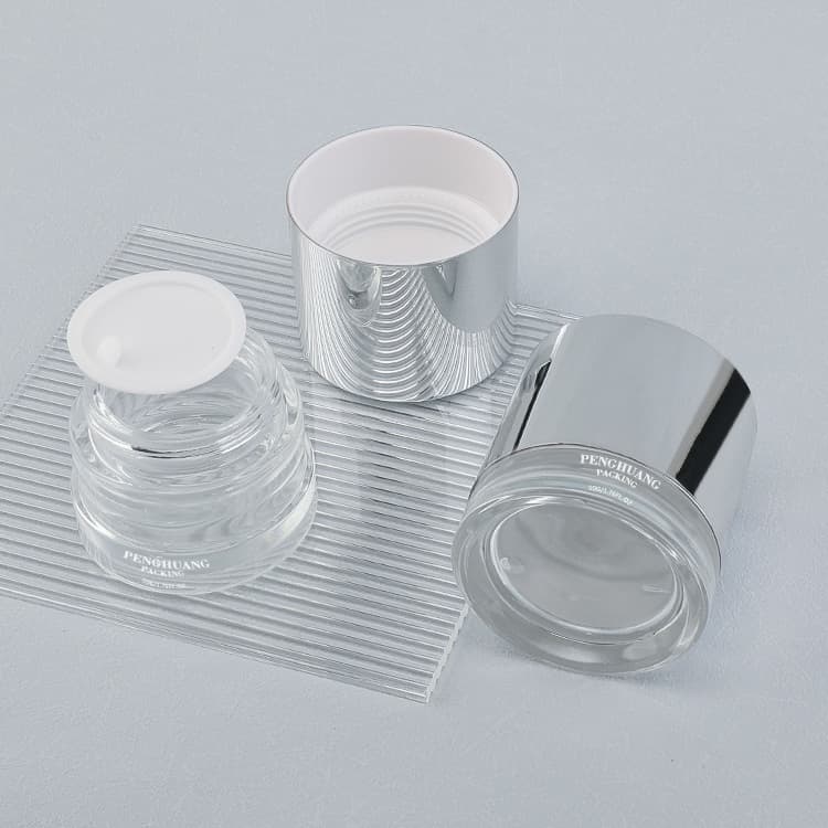 Cosmetic packaging — Skincare Packaging Makeup Cream Glass Jar 50g Luxury Eye Cream Empty Cosmetic Cream Container with Electroplate Cap