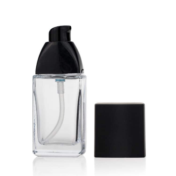 Cosmetic packaging — 30 Ml Packaging Clear Empty Lotion Cosmetics Square Glass Liquid Foundation Bottle