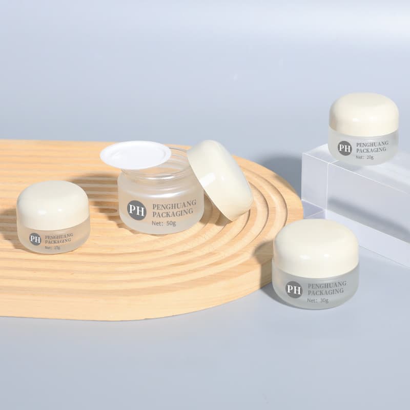 Cosmetic packaging — Mini 15g 20g 30g 50g Glass Cream Jars with Screw Cap Lid Facial Moisturizing Skincare Packaging for Screen Printing Facial Cream