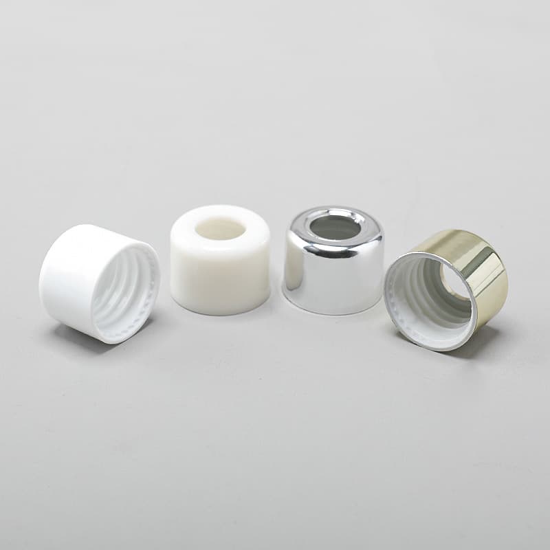 Cosmetic packaging — 20mm PET Plastic Non-Refillable Dropper Lids & Screw Cap for Essential Oil Bottles White Sliver Gold Closures