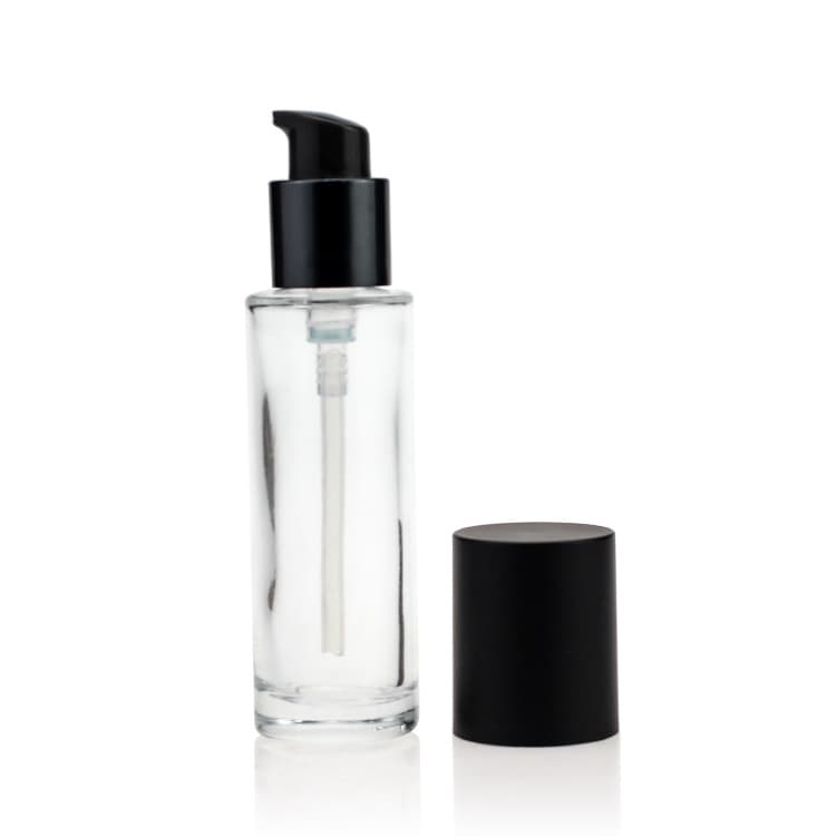 Cosmetic packaging — 25ml round transparent serum foundation glass bottle spray nozzles pump makeup bb cream empty liquid foundation bottle