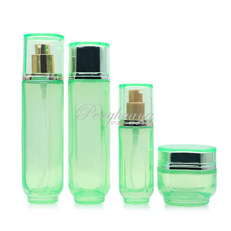 Cosmetic packaging — Good Quality Green Glass Cosmetic Packing Glass Lotion Bottle Jar For Cream 40/50/100/150ml