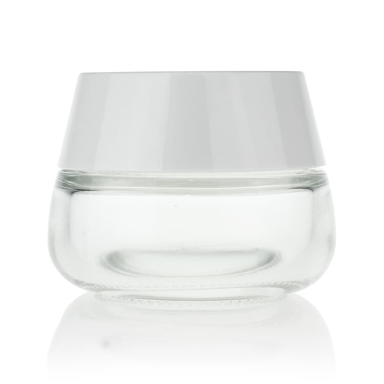 Cosmetic packaging — manufacturer container with white cap cosmetic 50g clear cream  jar for skin care glass packaging
