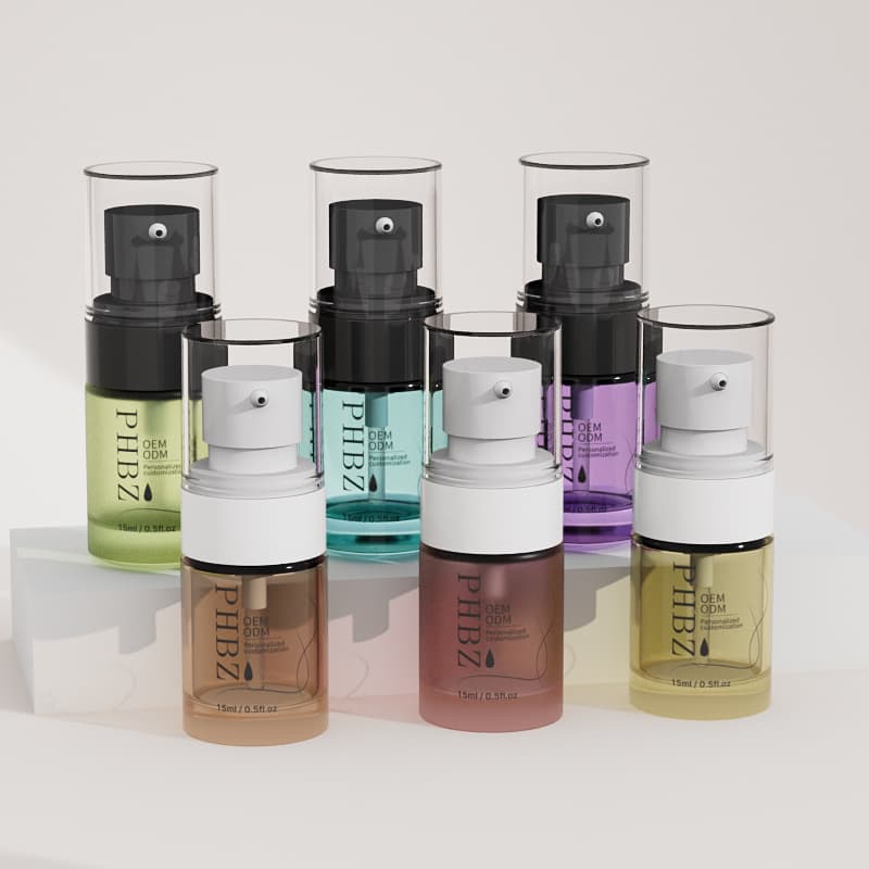 Cosmetic packaging — 15ml Clear Glass Foundation Skincare Liquid Cream Bottle Frost Finish Empty Refillable Lotion Pump Handle for Face Cream Serum