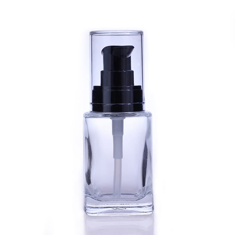 Cosmetic packaging — square glass liquid cosmetic container empty glass foundation bottle Container Wholesale