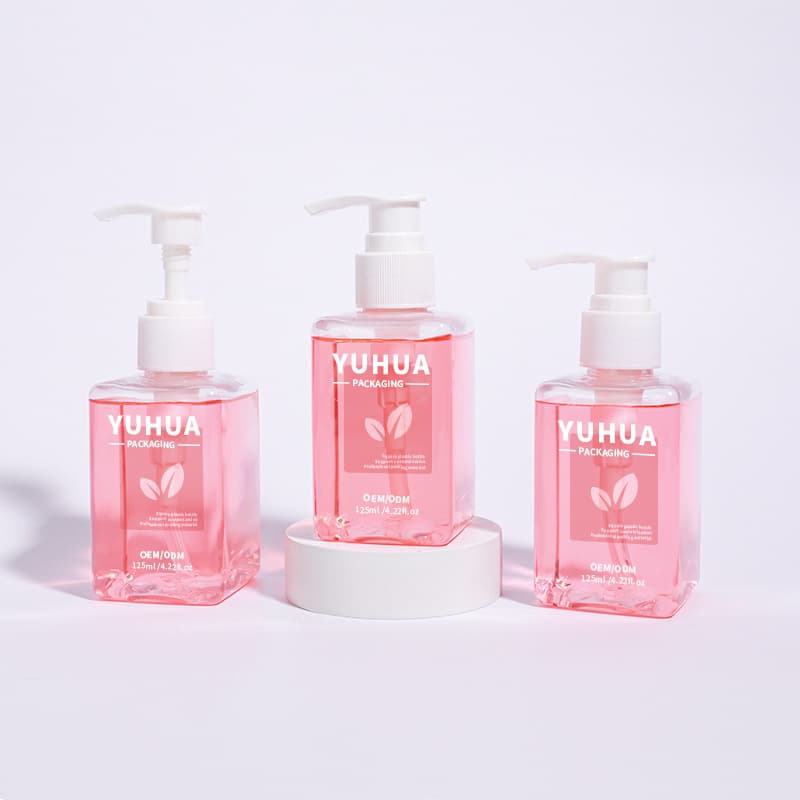 Cosmetic packaging — Wholesale Eco-Friendly 125ml for Clear Plastic Square Body Pump Bottle for Shampoo Facial Cleanser Shower Gel for Facial Care