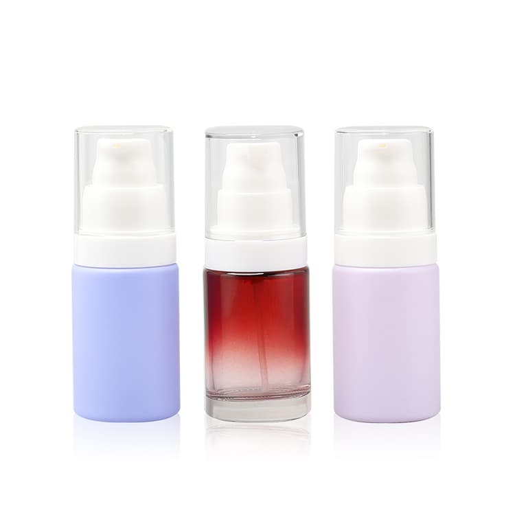 Cosmetic packaging — Multicolor Skincare Packaging 20ml 30ml 40ml Empty Coemstic Serum Bottle Flat Shoulder custom Lotion Press Pump Glass Bottle